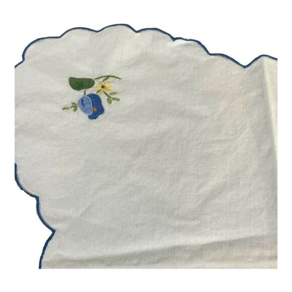 Floral Bread Basket Liner Embroidered Vintage Linen 15” Rolls Formal Flowers - Picture 4 of 8